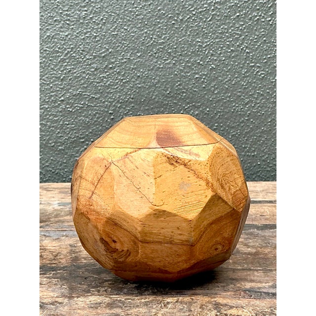 Vintage Faceted Wood Sphere For Sale - Image 11 of 12