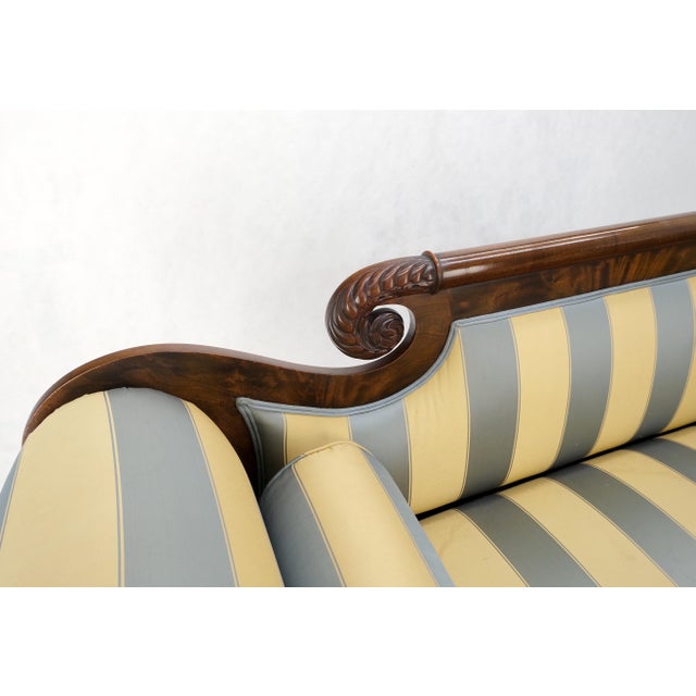 Mint Condition Empire Sofa Sette Loveseat Couch Fine Carved Details Lions Feet For Sale - Image 12 of 16