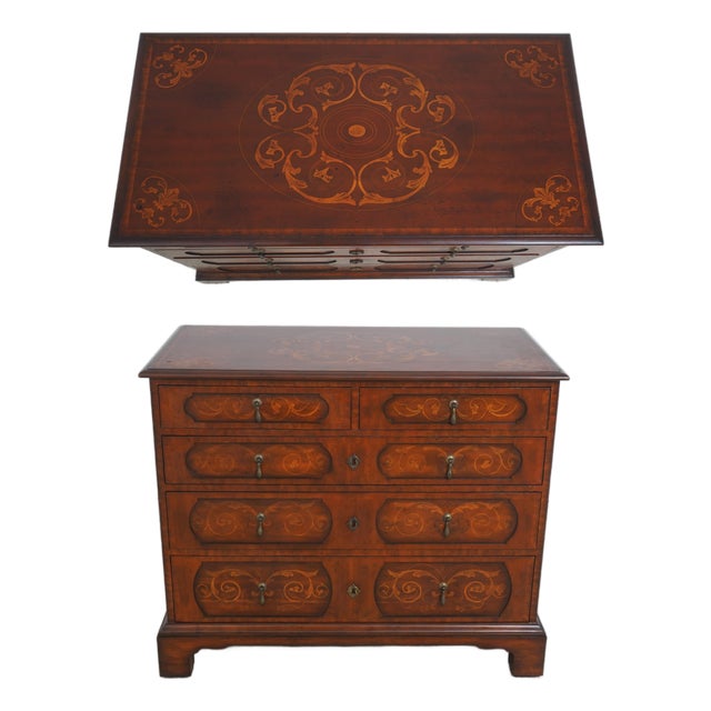 Maitland Smith Italian Neoclassical Style Inlaid Chest For Sale
