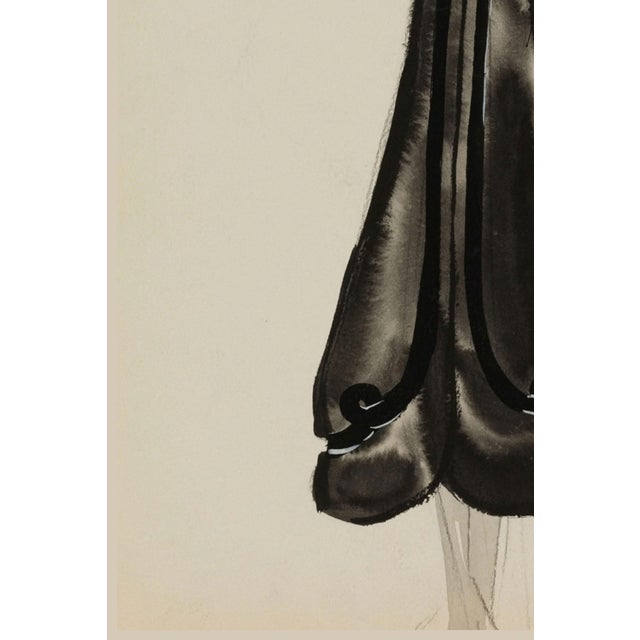 Vintage French Fashion Art Print – Black Bow Coat Illustration, 12" X 16" For Sale In Buffalo - Image 6 of 8