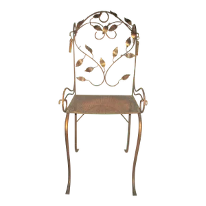 1930s Vintage Italy Toleware Gold Tassel & Leaf Design Petite Chair