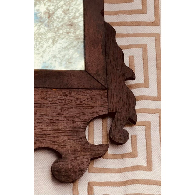Early 19th Century Antique American Chippendale Style Butler's Mirror, Carved Wood Frame, Older Glass For Sale - Image 5 of 8