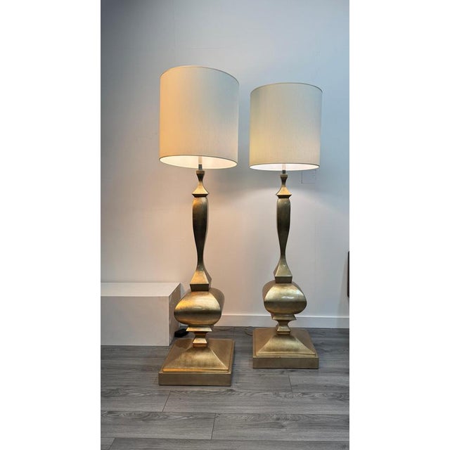 Metal Architectural Gold Metal Floor Lamps by Alberto Smania, 1960s, Set of 2 For Sale - Image 7 of 9