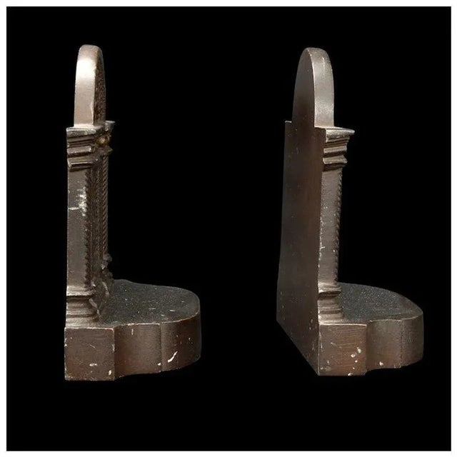 1930s Pair of Heavy Cast Iron Bookends Greek Spinning Bradley and Hubbard Circa 1930 For Sale - Image 5 of 9