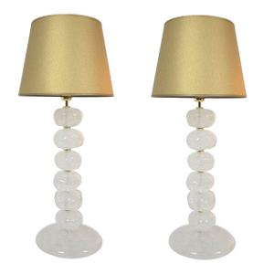 1990s Pair of Pebble Murano Glass Table Lamps