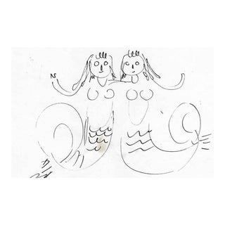 1930s Helen Malta Mermaid Drawing For Sale