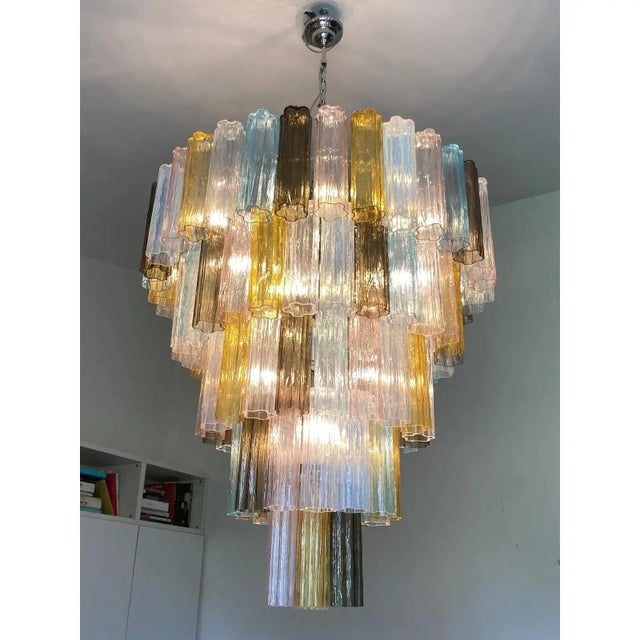 Multicolor Tronchi Murano Glass Chandelier in Venini Style by Simoeng For Sale - Image 10 of 13
