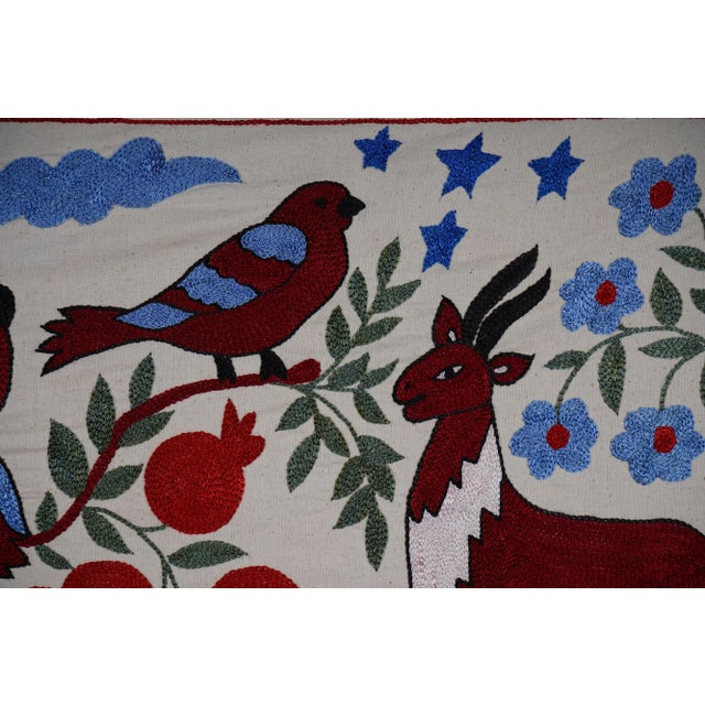 Colorful Suzani Table Runner – Owl, Deer & Floral Embroidery For Sale - Image 10 of 10