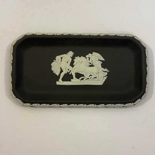 Black Vintage Wedgwood Cream on Black Jasperware Oblong Tray For Sale - Image 8 of 8