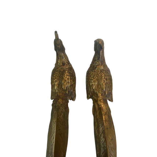 Mid 20th Century Brass Chicken Figurines - Set of 2 For Sale - Image 9 of 10
