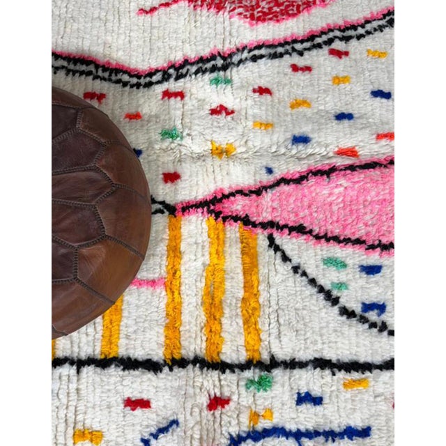 White Handwoven Moroccan Azilal Wool Rug - 10.1 X 6.5 Ft For Sale - Image 8 of 8