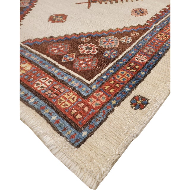 Textile Antique Persian Bakhshaish Carpet, Handmade Wool Oriental Rug, Ivory and Rust For Sale - Image 7 of 14