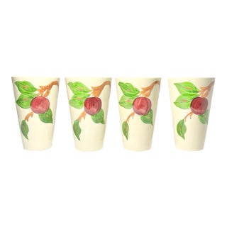 1960s Franciscan "Apple" Set of 4 Ceramic Tumbler Drinking Glasses For Sale