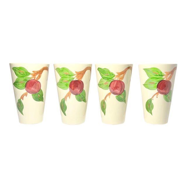 1960s Franciscan "Apple" Set of 4 Ceramic Tumbler Drinking Glasses For Sale