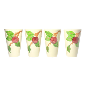1960s Franciscan "Apple" Set of 4 Ceramic Tumbler Drinking Glasses