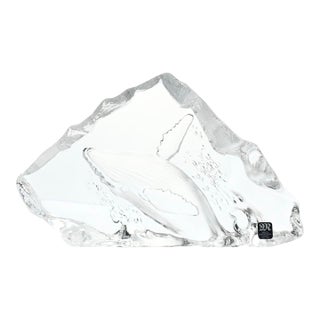 Mats Jonasson X Målerås Crystal Humpback Whale Paperweight Sculpture For Sale
