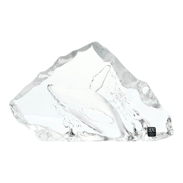 Mats Jonasson X Målerås Crystal Humpback Whale Paperweight Sculpture For Sale