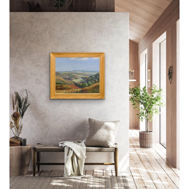 Joseph Hennah, Abbotsbury Hill View, Chesil Beach & Portland, St Catherine's Chapel & the Fleet, Oil Painting, 1950s, Framed For Sale - Image 13 of 18