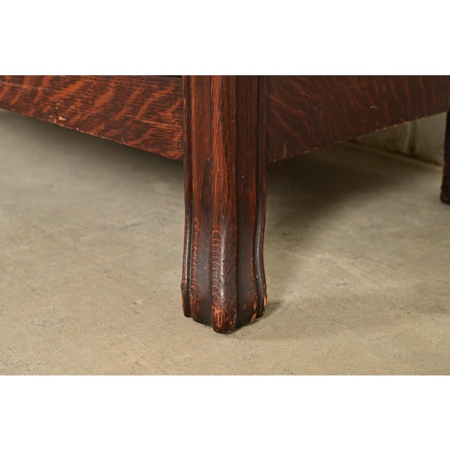 Brown Berkey & Gay Antique Victorian Carved Oak Curved Glass Bookcase or Display Cabinet, Circa 1900 For Sale - Image 8 of 13