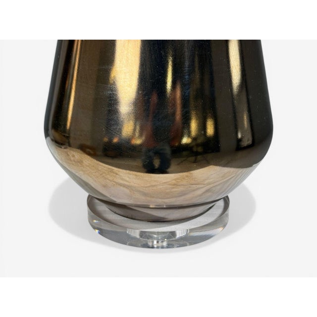 Contemporary Modern Table Lamps, Distressed Bronze Glass Finish, Lucite, Usa - a Pair For Sale - Image 10 of 10