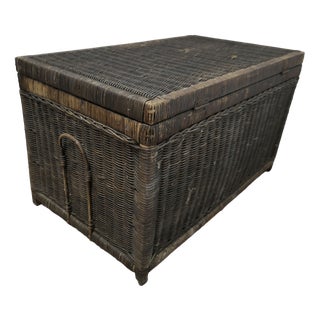 19th Century Woven Wicker Travel Chest, 1890s For Sale