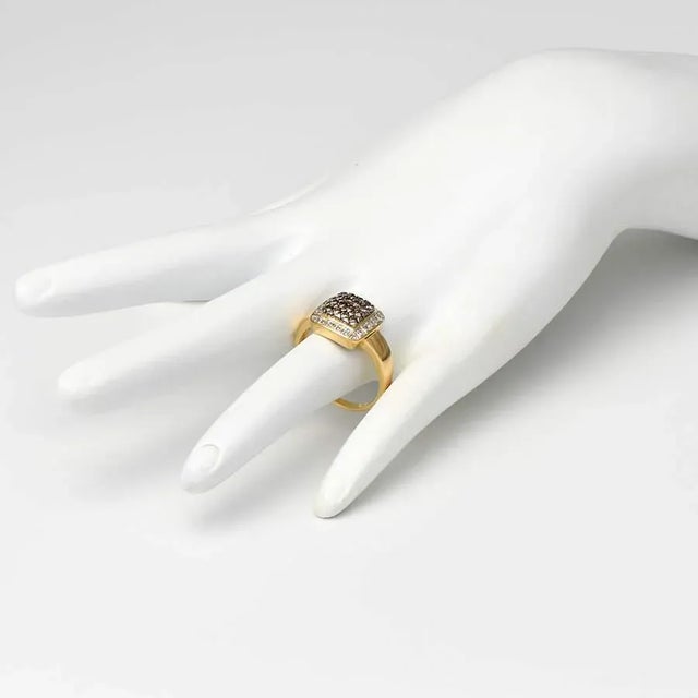 2000 - 2009 14KY Brown & White Diamond(0.58) Pave Ring, size 10 For Sale - Image 5 of 5