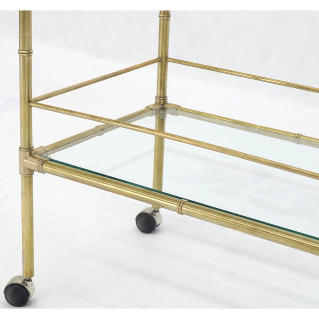 Solid Brass Faux Bamboo Rectangular Shape Two-Tier Serving Cart For Sale - Image 9 of 13