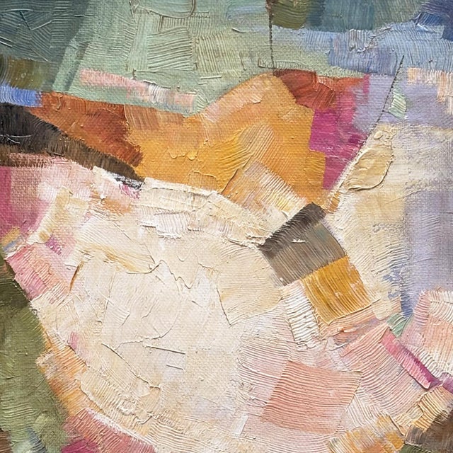 Contemporary Contemporary Abstract "Water Lily" Oil Painting in Vintage Frame For Sale - Image 3 of 6