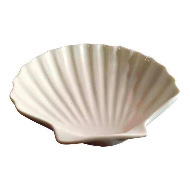 Dansk Portugal White Ceramic 6" Shell Shaped Trinket Holder For Sale