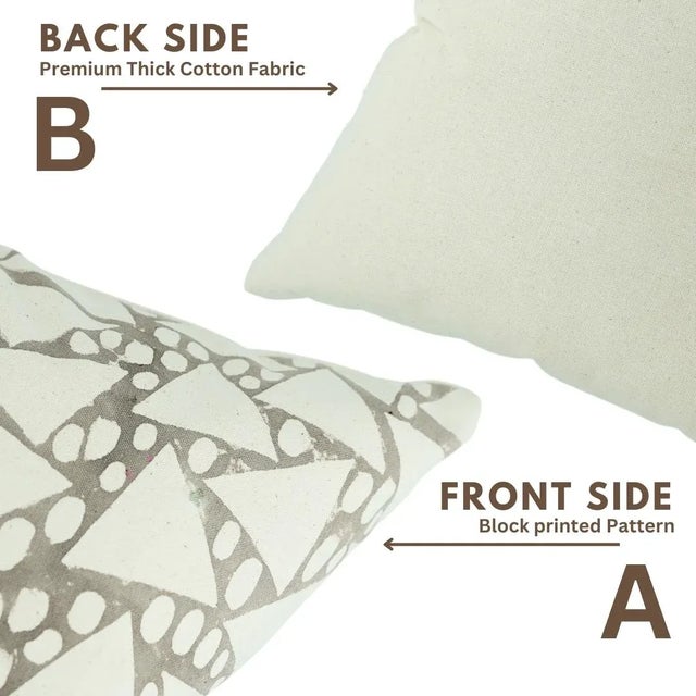 Fabdivine Indian Block Print Cushion Cover 12x20 Inch Thick Cotton-Triangle For Sale - Image 4 of 5