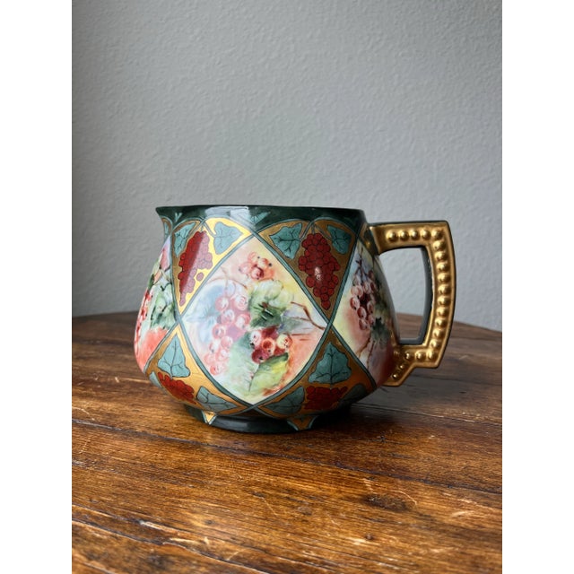 Antique cider Pitcher from JP Limoges France JP-Jean Pouyat Hand painted Grape motif Dates back between 1890-1902 based on...