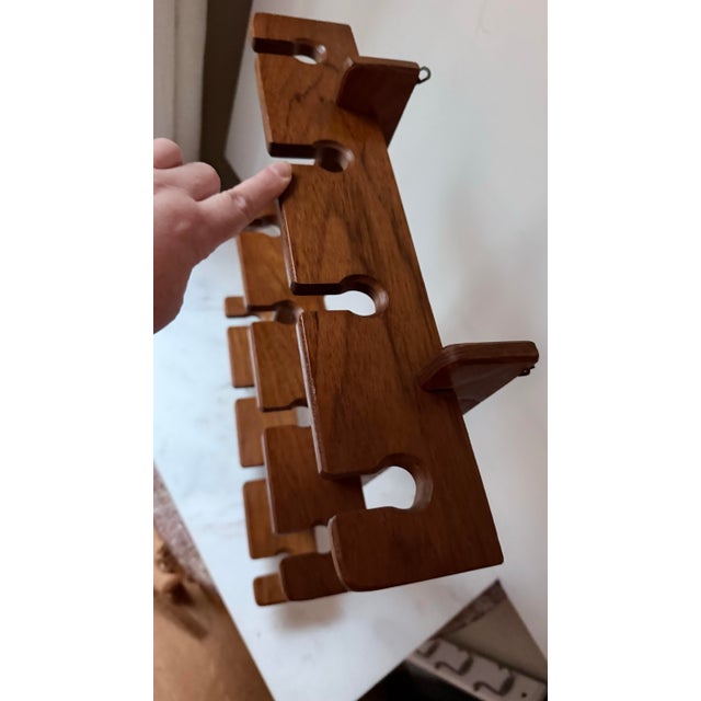 Vintage Mid-Century Teak Wine Glass Rack – Wall Mounted 12-Stemware Holder For Sale - Image 9 of 11