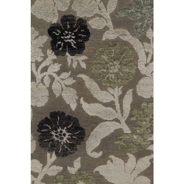 Rug & Kilim’s Contemporary Rug in Beige-Brown, Black and Green Floral Patterns For Sale In New York - Image 6 of 8