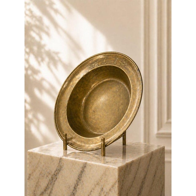 Antique 18th Century Swedish Bronze Bowl with Engraved Initials For Sale - Image 4 of 9