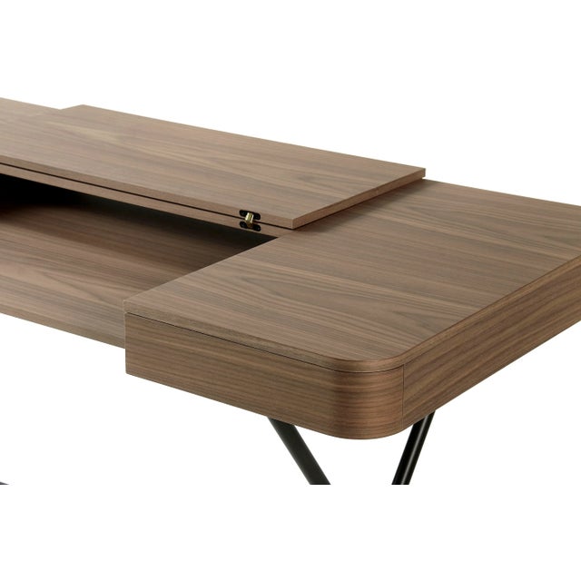 Early 21st Century Cosimo Desk with Walnut Veneer Top & Dark Brown Frame by Marco Zanuso Jr. for Adentro, 2017 For Sale - Image 5 of 11