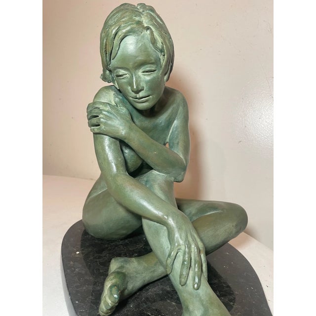 Green Large Vintage Handmade Marianne Broome Nude Terracotta Pottery Sculpture Statue For Sale - Image 8 of 17