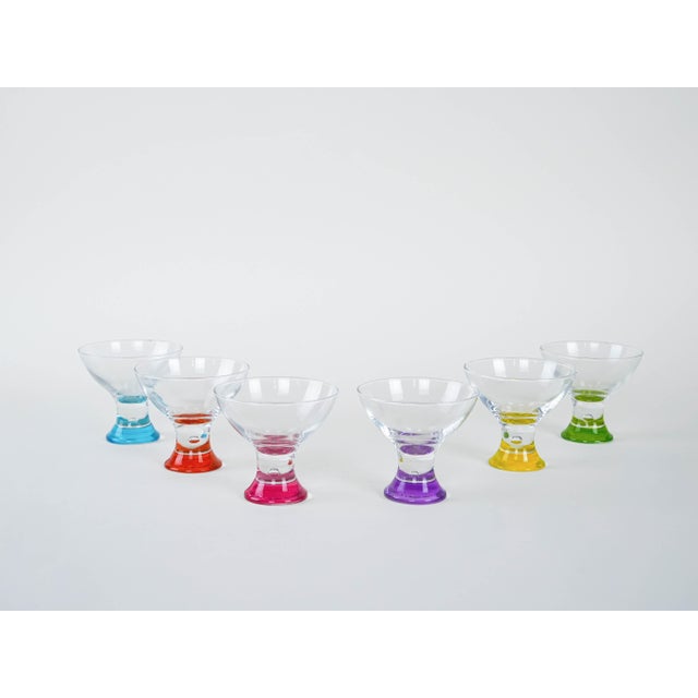 The set of dessert bowls was made in the 1980s in Italy. A set of six dessert or ice cream bowls made of transparent...