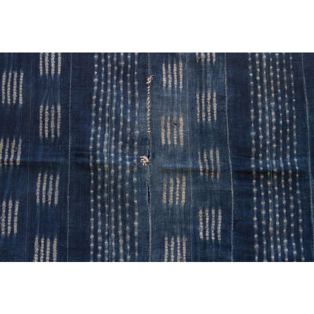 1970s Stellar Cross Indigo Mud Cloth Throw For Sale - Image 5 of 6
