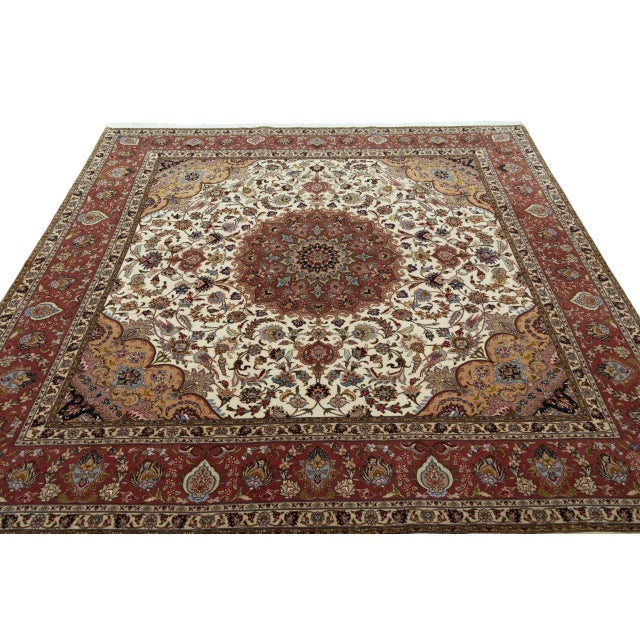 Hand-Knotted Tabriz Rug with Silk Content For Sale - Image 4 of 13