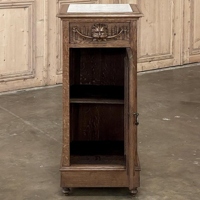 Sienna Rustic Antique Neoclassical Marble Top Nightstand ~ Pedestal For Sale - Image 8 of 18