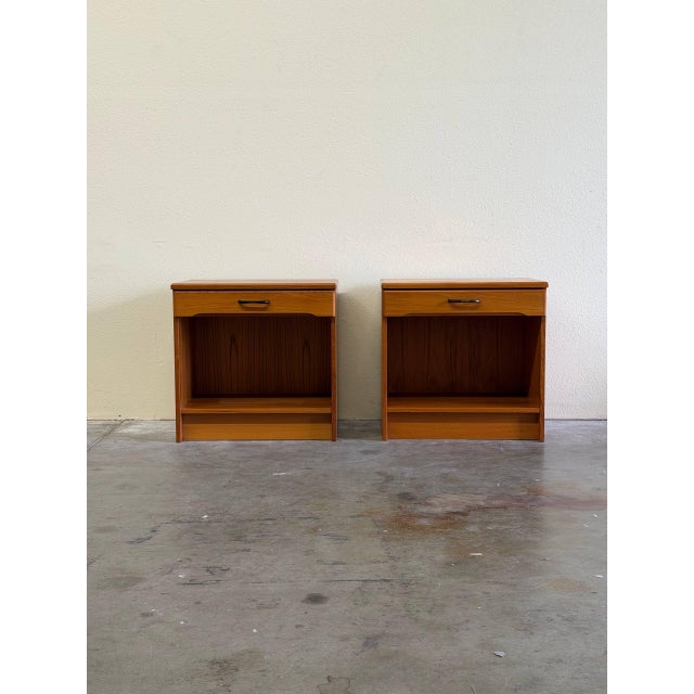 Wood Pair of Danish Mid 20th Century Teak Nightstands Bedside Tables Scandinavian Design For Sale - Image 7 of 10