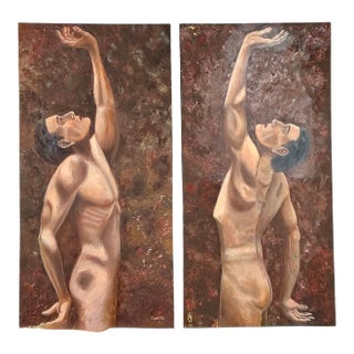 Vintage Abstract Figurative Abstract Oil on Canvas For Sale