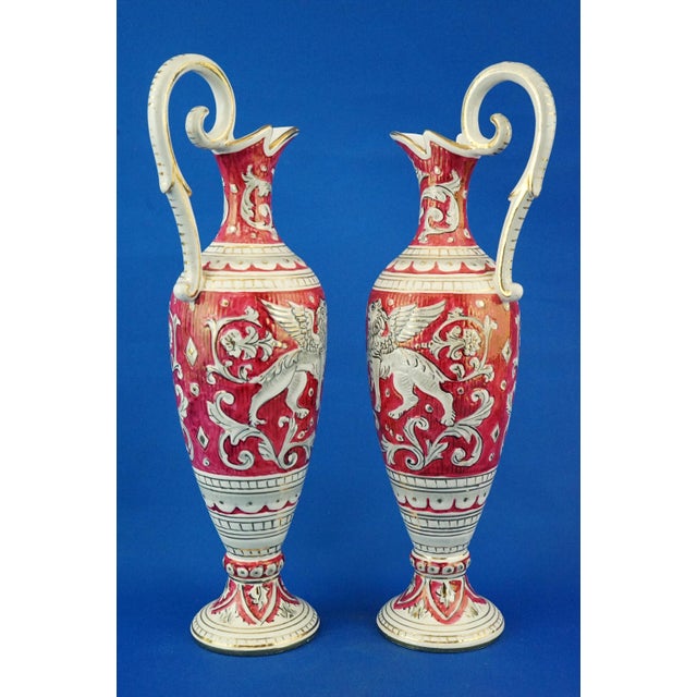 Large Antique Ceramic Amphorae Jugs by Mario Sambuco for Maioliche Deruta, 1890s, Set of 2 For Sale - Image 5 of 18