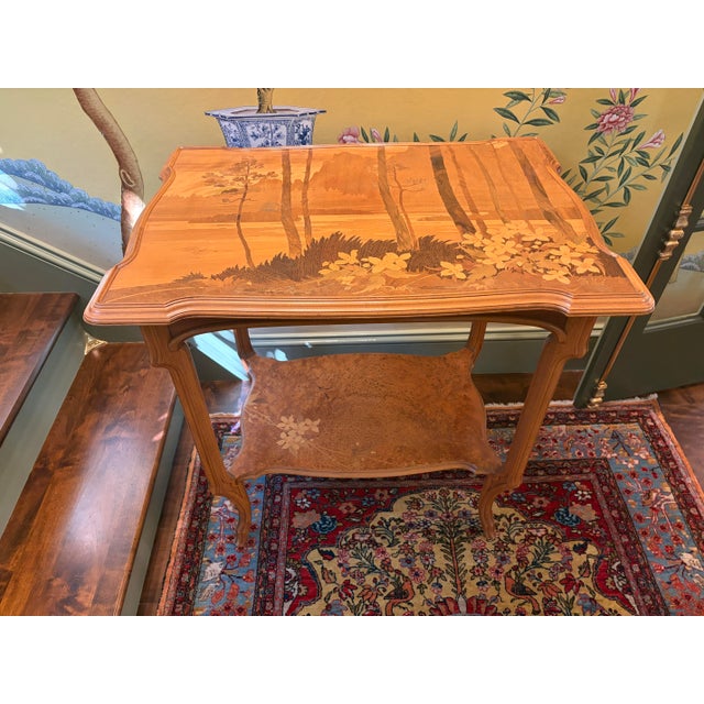 Antique Inlaid Marquetry Art Nouveau Table by Émile Gallé For Sale - Image 9 of 12