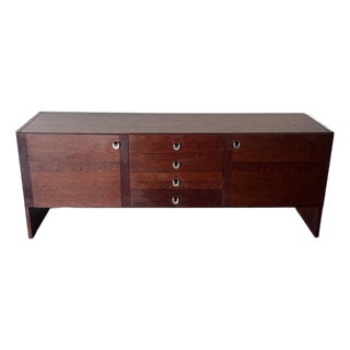 Vintage Danish Dark Oak Sideboard - Mid-Century Scandinavian Credenza Storage Cabinet 1960s For Sale