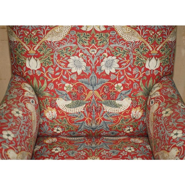 Modern Strawberry Thief Fabric Library Lounge Chair from William Morris For Sale - Image 5 of 18