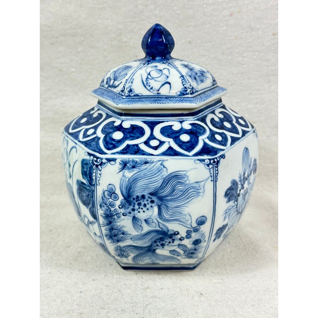 Chinese Vintage Blue & White Ginger Jar For Sale - Image 3 of 7