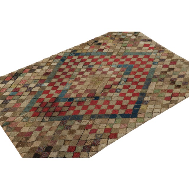 Rug & Kilim Antique Hooked Rug With Geometric Medallions and Patterns From Rug & Kilim For Sale - Image 4 of 7
