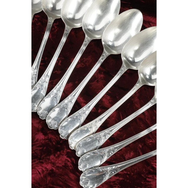 Metal Louis XV Silver-Plated Flatware, 1900s, Set of 51 For Sale - Image 7 of 18