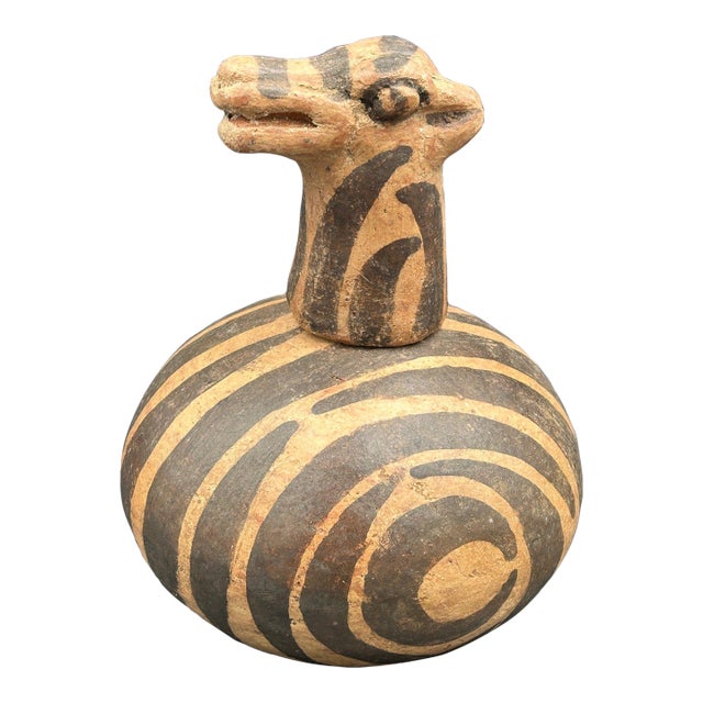 Antique West African Zoomorphic Terracotta Lidded Vessel Giraffe Antelope Niger River Valley Tribal Art For Sale